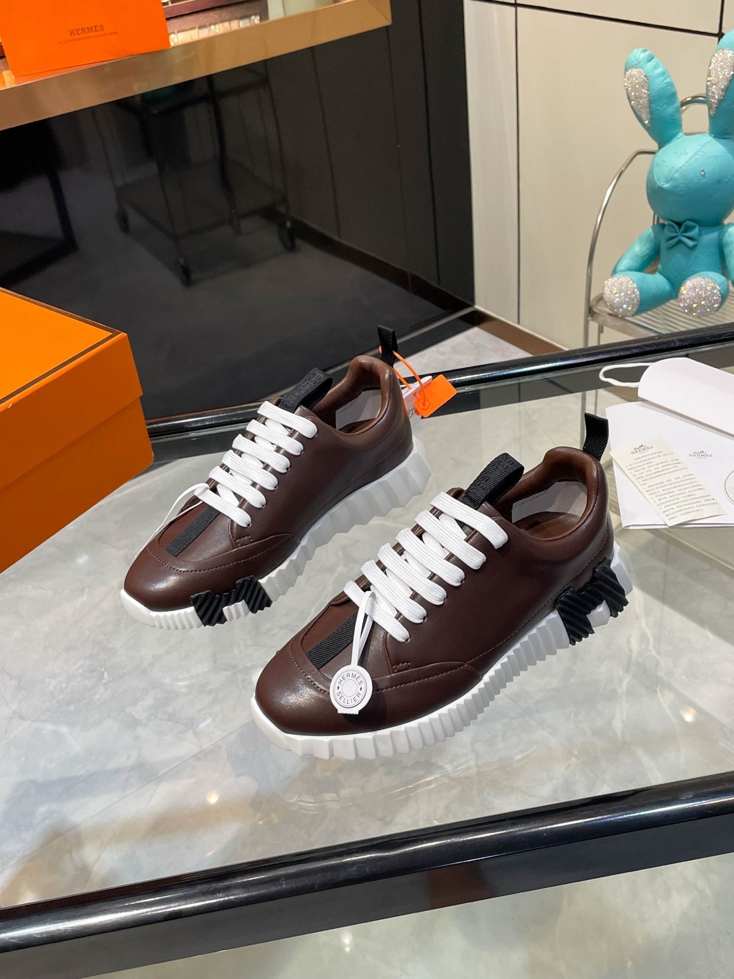 H Striped Leather Sneakers