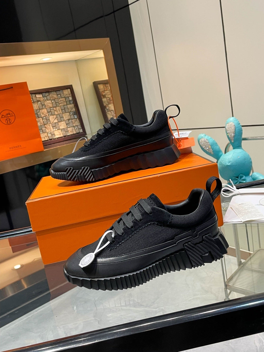 H Striped Leather Sneakers