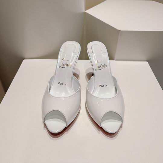 White Open-Toe High Heel Mules