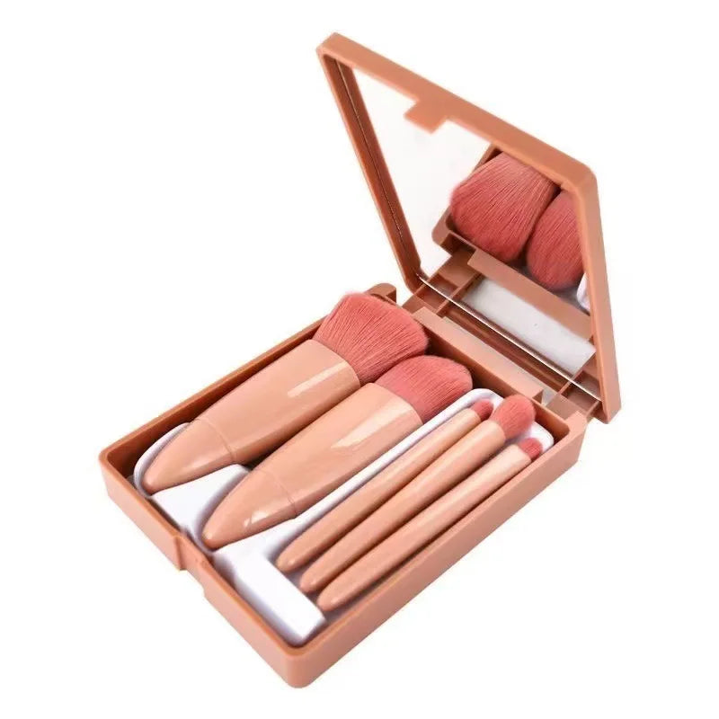 5pcs Mini Makeup Brush Set with Mirror