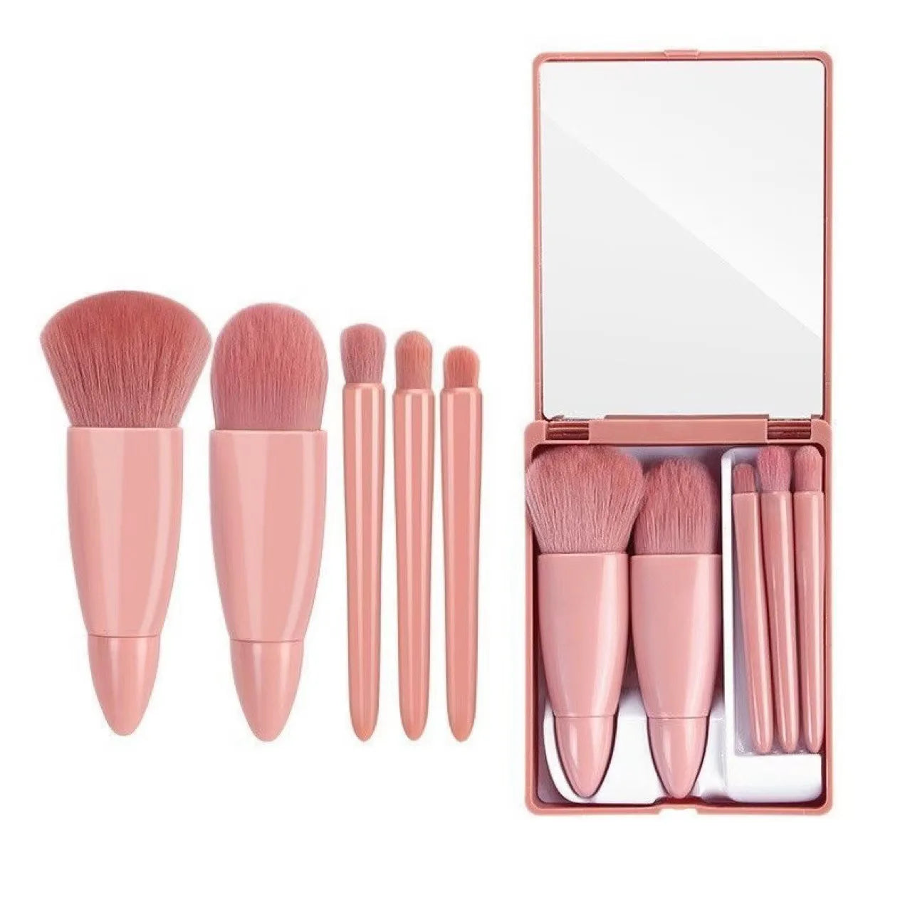 5pcs Mini Makeup Brush Set with Mirror
