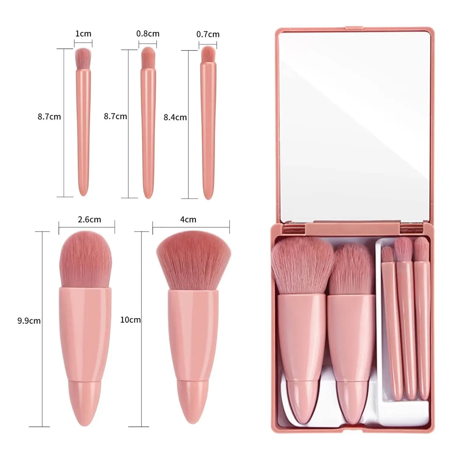 5pcs Mini Makeup Brush Set with Mirror